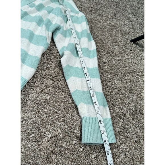 Tanya Taylor Striped V Neck Collar Maisie Knit Sweater Blue/White Cotton Size M - Picture 7 of 15